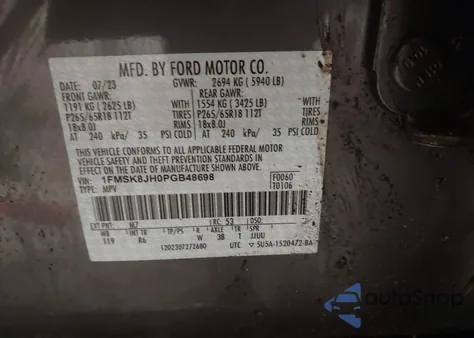 2023 Ford Explorer Timberline z USA, uszkodzony, nr VIN 1FMSK8JH0PGB48698